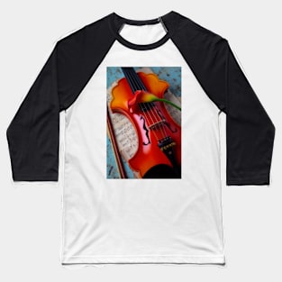 Orange Calla Lily On Baroque Violin Baseball T-Shirt